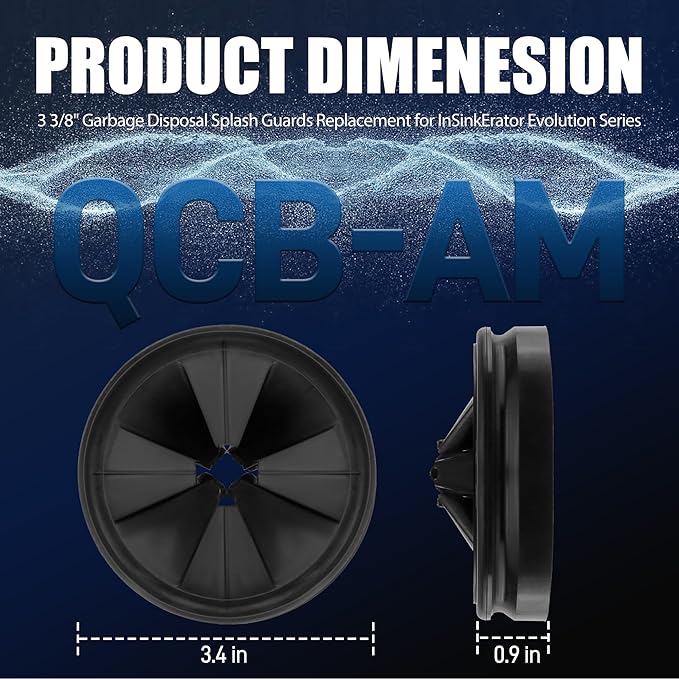 3 3/8" Garbage Disposal Splash Guard Sink Baffle QCB-AM Replacement - Image 7