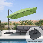 PURPLE LEAF 10 Feet Square Cantilever Umbrella Patio Umbrella with Base Outdoor Umbrella Aluminum Offset with 360-degree Rotation for Garden Deck Pool Patio Apple Green - Image 2