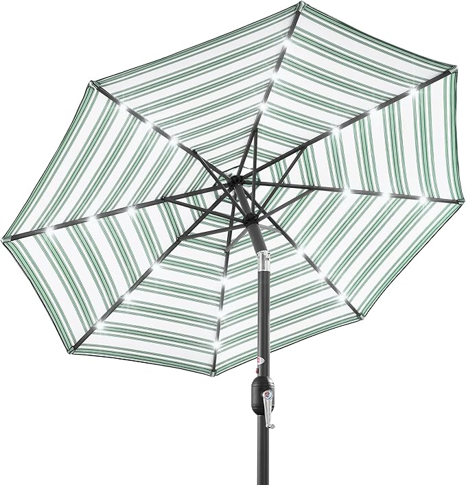 Best Choice Products 10ft Solar Polyester LED Lighted Patio Umbrella w/Tilt Adjustment and UV-Resistant Fabric by BestChoiceProducts