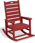 SERWALL Outdoor Rocking Chair, Oversized Rocking Chair with Footrest for Adults, HDPE All Weather Resistant Rocking Chairs for Patio, 350lbs Weight Capacity, Red by SERWALL