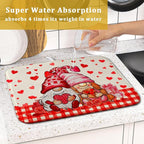 Love Gnome Dish Drying Mat 16"x18" Red Heart Microfiber Dish Drainer Rack Mat - Image 7