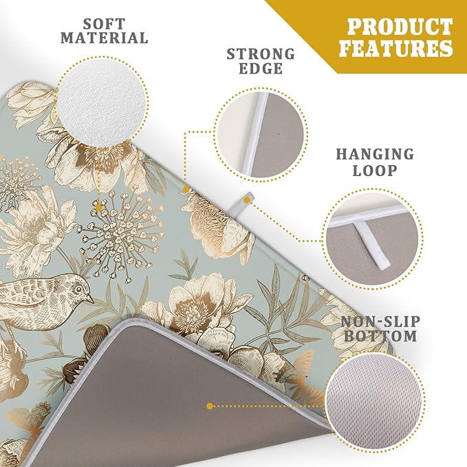 Retro Flower Bird Dish Drying Pad 18 x 24 Inch - Image 4