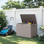 45 Gallon Outdoor Storage Box, Weather Resistant & Waterproof Resin Deck Box with UV Protection, Rattan Black Patio Storage Cabinet for Garden, Patio, Porch, Poolside(Gray) - Image 6
