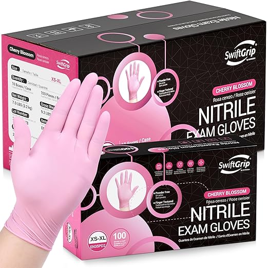 Pink Disposable Gloves, Disposable, Latex-Free, Powder-Free, 1000-ct Case by SwiftGrip