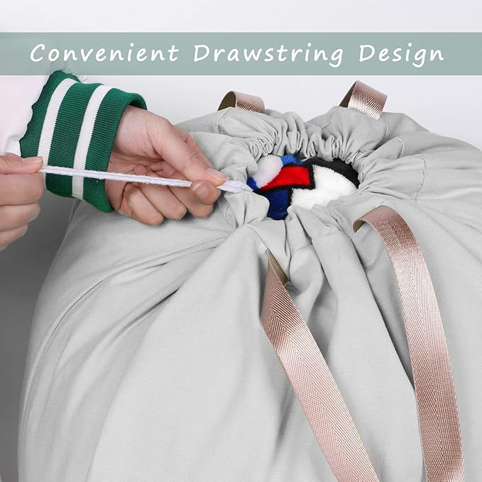 Cotton Canvas Laundry Bag with Handles & Drawstring Straps, Heavy Duty Extra - Image 3