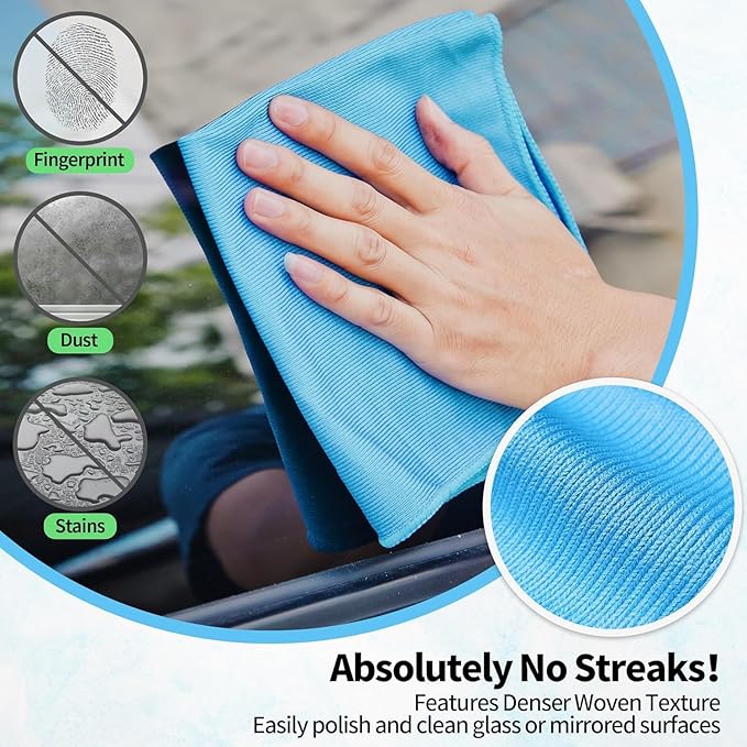 HOMERHYME Microfiber Glass Cleaning Cloth, 6 Pack Window Glass Cleaning Rags - Image 4