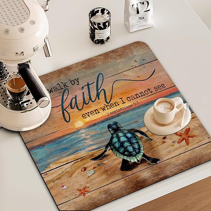 Sea Turtle Christian Dish Drying Mat - Image 2