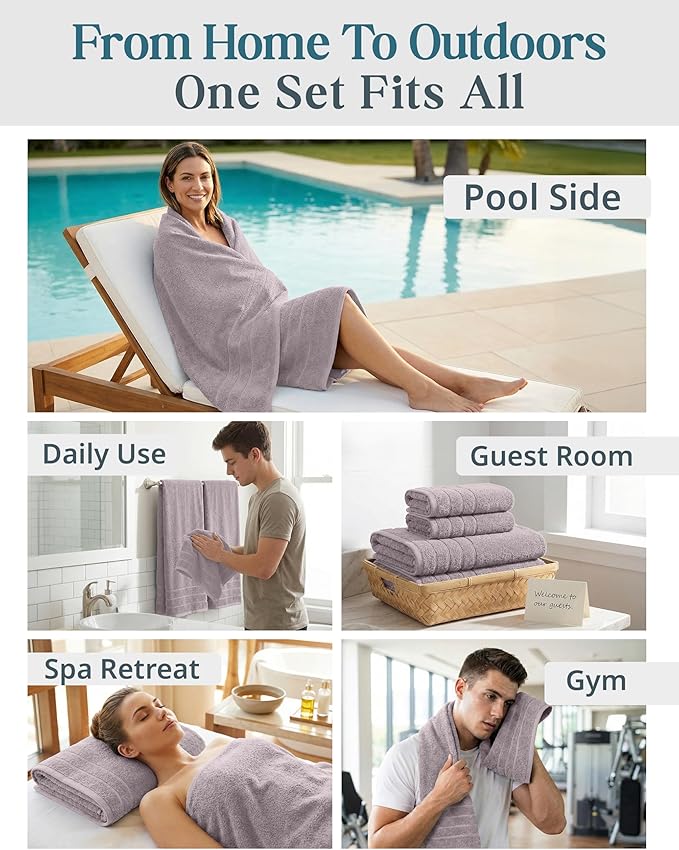 CASA PLATINO 100% Cotton Bath Towel Set 8 Pcs - Image 7
