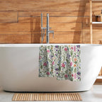Spring Floral Hand Towels for Bathroom Set of 2 Pink Flowers Sage Green Leaves - Image 7