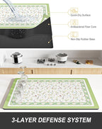 Rnivvi Dish Drying Mat for Kitchen Counter, XL 15 x 24" Cute Flower Theme - Image 4