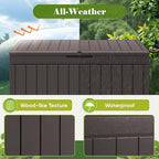 Flamaker Outdoor Storage Box 80 Gallon Resin Waterproof Deck Box Delivery Box with Wood Texture Large Storage Bin for Patio Cushions (Brown) - Image 5