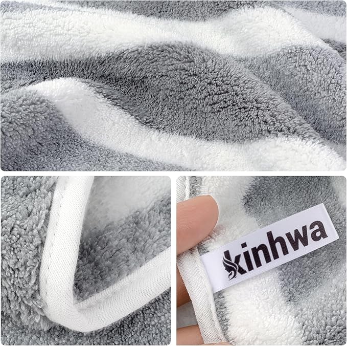 KinHwa Microfiber Hand Towels for Bathroom Soft and Absorbent Face Towels Grey - Image 4