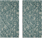 Aqua Spring Floral Hand Towels for Bathroom Set of 2 Flower Leaves Vintage by Aytipun