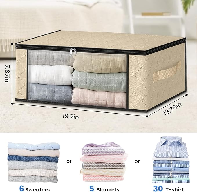 HomeHacks Storage 6-Pack Clothes Organizer Storage Bags Foldable Storage Box - Image 2