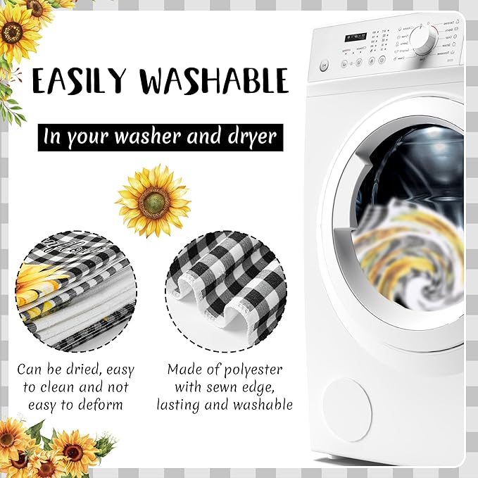 R HORSE 5Pcs Sunflower Kitchen Towels Decorative Set, Summer Flower Dishcloth - Image 3