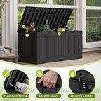 Devoko 78 Gallon Deck Box, Waterproof Resin Outdoor Storage Box for Outside and Patio, Outdoor Storage Bench Lockable for Patio Furniture, Garden Tools and Pool Supplies (Black, 78 Gallon) - Image 2