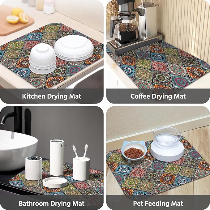 Dish Drying Mat for Kitchen Counter 18x24 Inch, Super Absorbent Dish Drainer Mat - Image 7