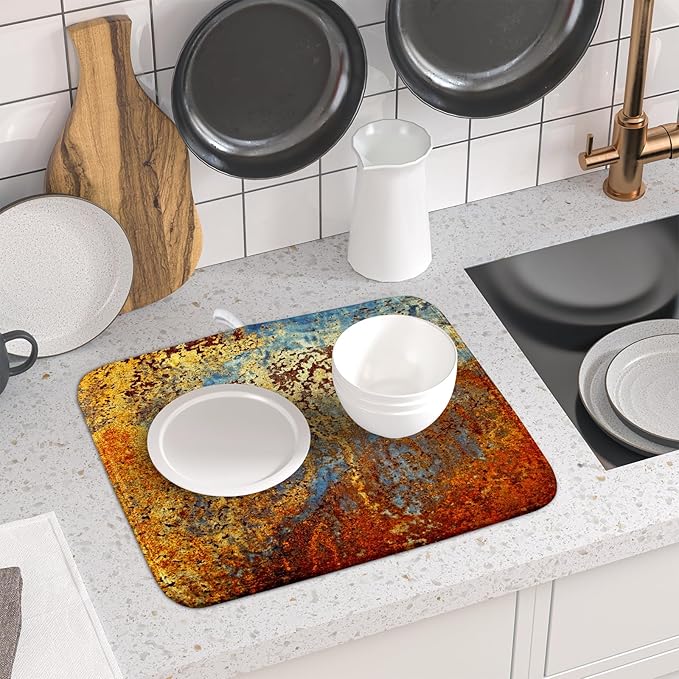 Brown Rust Colorful Metal Rusty Steel Iron Dish Drying Pad 16 x 18 Inch - Image 6