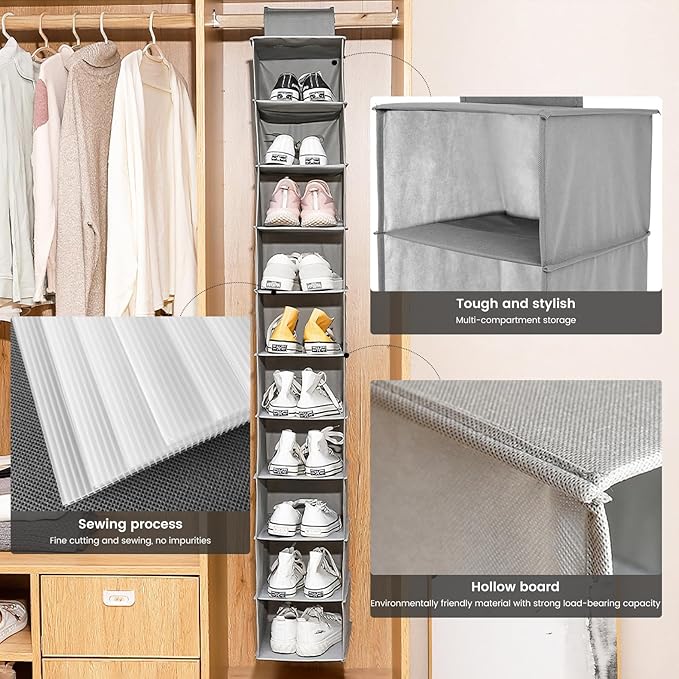 HomeBeyond 10-Shelf Hanging Closet Organizer, and Accessories, Space-Saving - Image 6