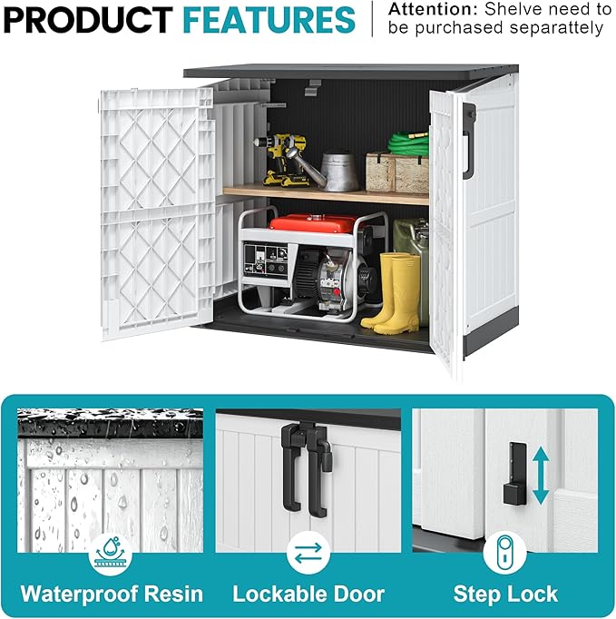 LHBcraft Outdoor Storage Cabinet 36 Cu Ft with Lockable Doors, Portable Horizontal Storage Shed, Resin Outdoor Storage Box Waterproof for Patio-Easy to Assemble - Image 2