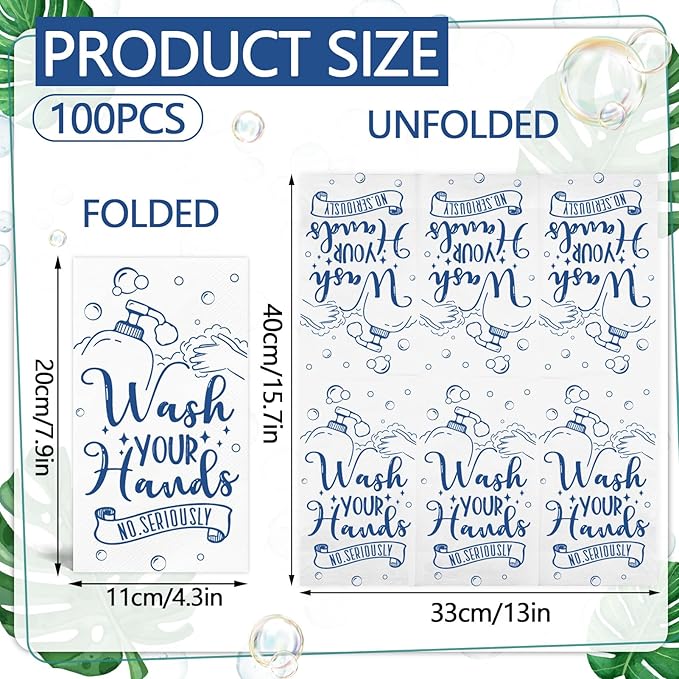 100 Pcs Disposable Hand Towels for Bathroom Paper Towels for Guests 3 Ply Wash - Image 2