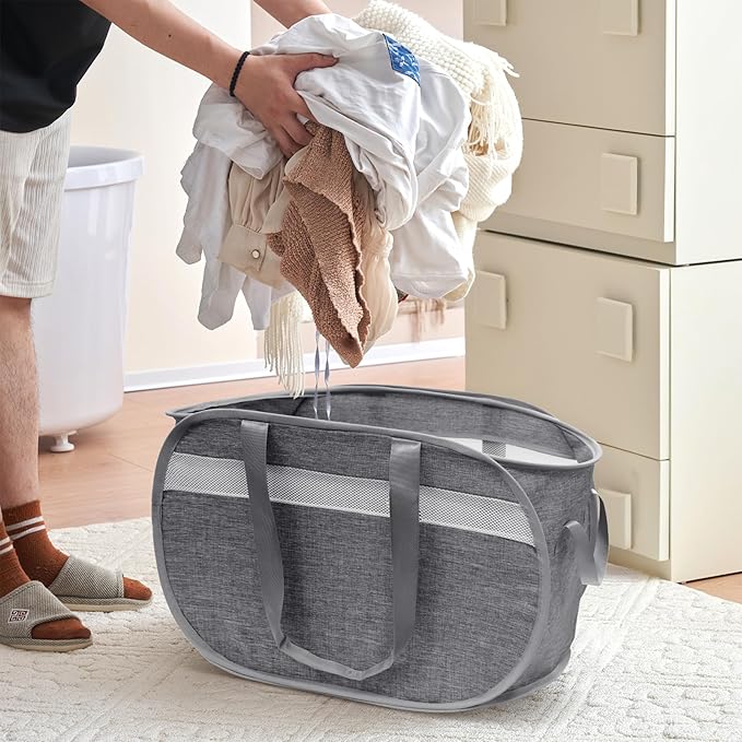 Collapsible Laundry Baskets, Foldable Tear Proof Pop Up Hamper - Image 2