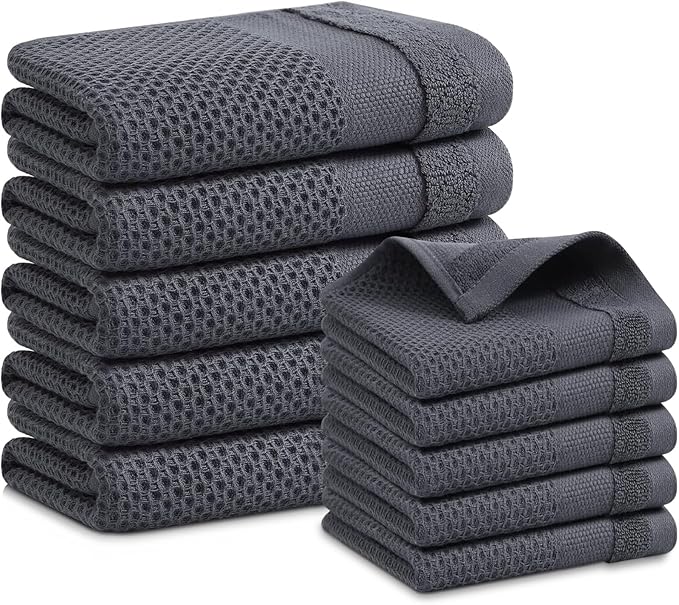 Homaxy Kitchen Towels and Dishcloths Set, 12 x 12 and 13 x 28 Inches, Super by Homaxy