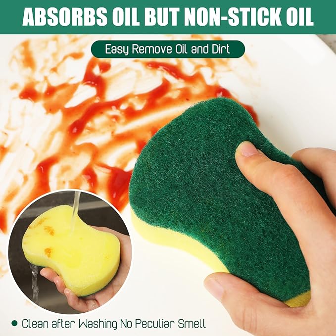 Tanlade 30 Pcs Individually Wrapped Sponges Kitchen Bulk Non Scratch Scouring - Image 5
