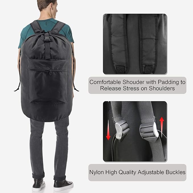BeeGreen Laundry Bag Backpack w Adjustable Shoulder Straps College Dorm - Image 4