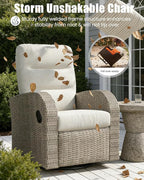 Outdoor Swivel Recliner Chair Set of 2, All-Weather Wicker Reclining Patio Chair with Adjustable Backrest and Footrest - Image 4