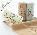 Pidada Hand Towels Set of 4 Embroidered Bird Tree Pattern 100% Cotton Absorbent - Image 3