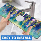 Abstract Watercolor Floral Kitchen Sink Splash Guard Mat Absorbent Fast Drying - Image 6
