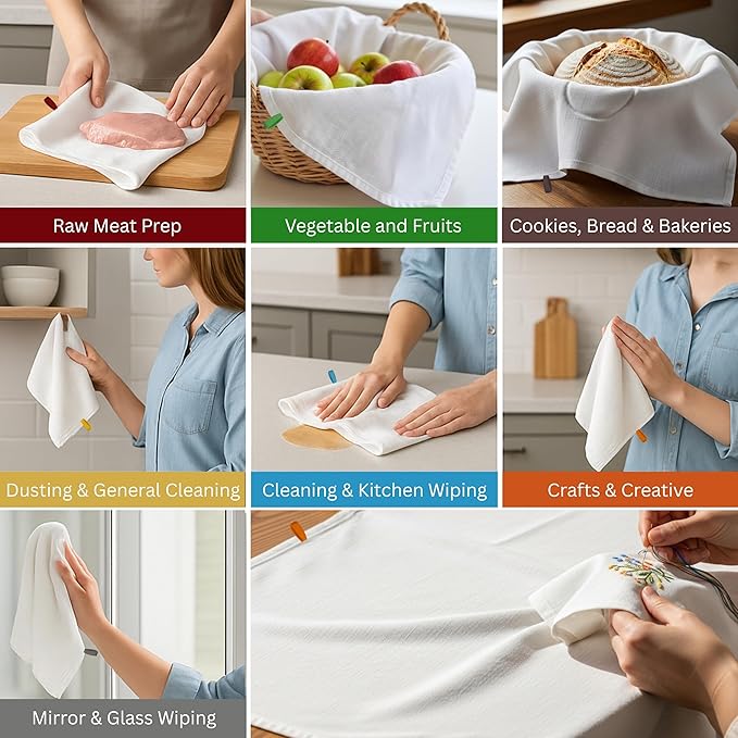 Premium Cotton Kitchen Towels Set of 7 – Ultra Absorbent & Soft Dish Towels - Image 2