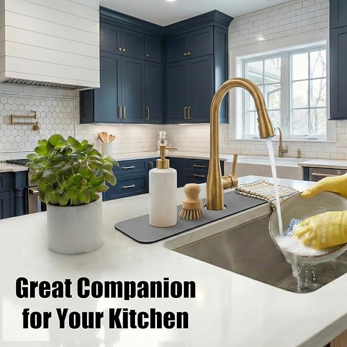 Customizable Kitchen Sink Faucet Mat: 30" Lx5.5 W Splash Guard, Pre-Cut Center - Image 4