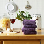 DII Basic Terry Collection Waffle Dishtowel Set, Solid Eggplant, 4 Piece - Image 5