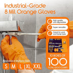 Inspire Heavy Duty Orange Nitrile Gloves | ULTRA 8 Mil Diamond Textured Grip | - Image 7