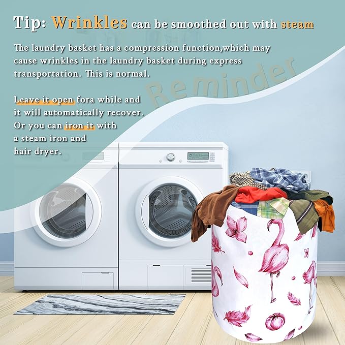 Pink Flamingo Laundry Basket Animal Foldable Funny Laundry Hamper Oxford Cloth - Image 6
