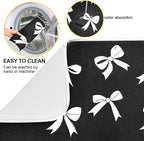 Black Bow Dish Drying Mat for Kitchen Countertop 16x18 Bowknot Coquette - Image 2