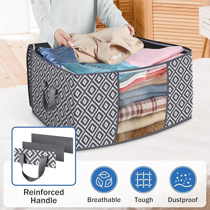 Direct 100L, 4 Pack, Storage Containers, Large Clothes Storage Bins Foldable - Image 5