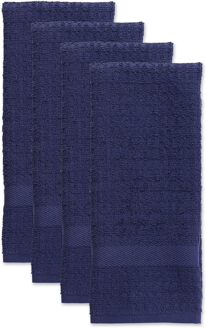DII Basic Terry Collection Waffle Dishtowel Set, Solid Blue, 4 Piece - Image 2