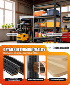 Set of 2 Garage Shelving Heavy Duty Storage Shelves, Metal Adjustable Shelving Unit, Utility Garage Organizer Shelf for Basement, Pantry, Kitchen, Warehouse, 15.7" Dx35.4 Wx71.2 H, Black - Image 7