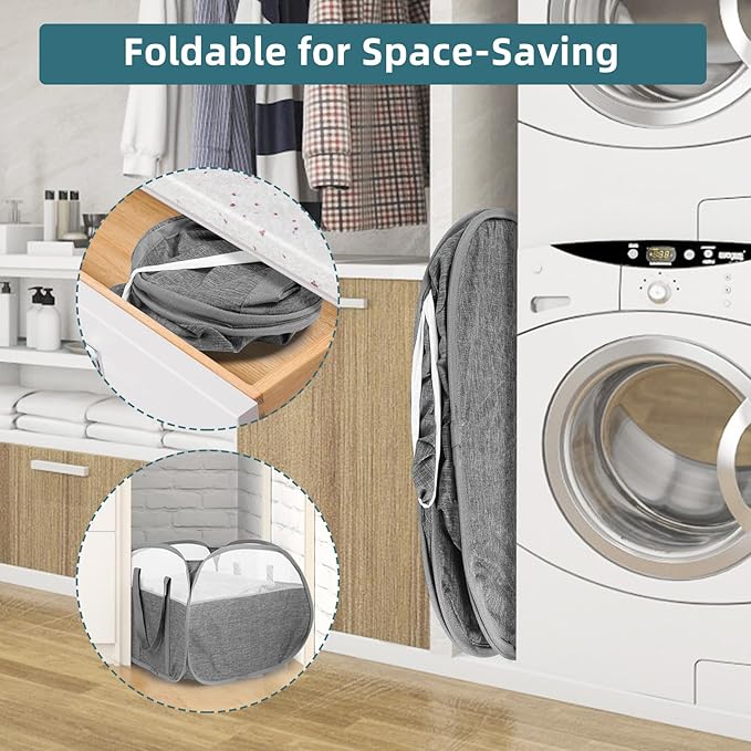 Collapsible Laundry Baskets, 90L Large Foldable Laundry Basket, Tear-proof Pop - Image 5