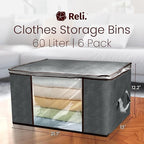 Reli. 60L Clothes Storage Bags Foldable Closet Organizers & Closet Storage - Image 2