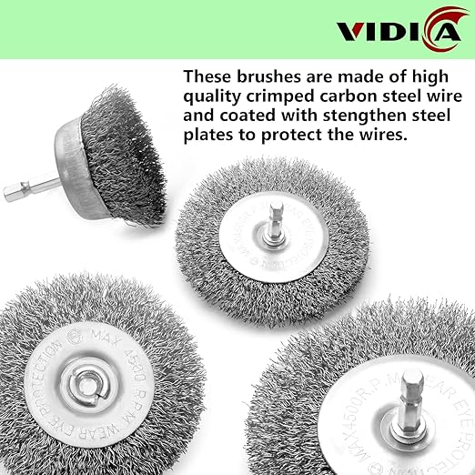 Wire Brush Set 20 Pcs, 1/4 Inch Hex Shank Wheel - Image 5