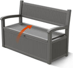 80 Gallon Outdoor Storage Box, Resin Patio Furniture with Armrest, Lockable Deck Box with Waterproof and UV Resistant for Patio Cushions, Garden Tools and Pool Supplies, Grey by Unknown