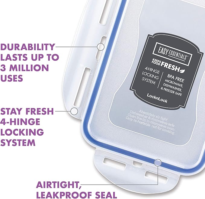 LOCK & LOCK Easy Essentials Food Storage lids/Airtight containers, BPA Free - Image 5