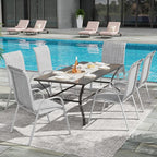 UDPATIO Patio Chairs Set of 6, Stackable Silver Outdoor Dining Chairs with High Back, Breathable Textilene Fabric Outdoor Chair All Weather, 350LBS Capacity for Garden, Backyard (Light Grey) - Image 2