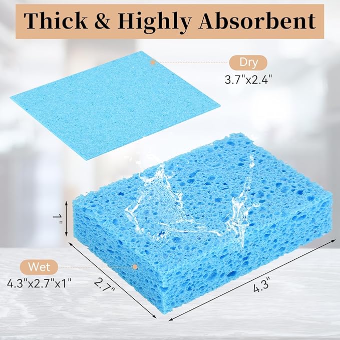 6 Pcs Kitchen Sponges for Dishes Cleaning, Non Scratch for Non Stick Cookware - Image 2