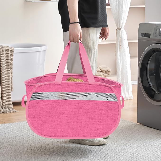 Collapsible Laundry Baskets, Foldable Tear Proof Pop Up Hamper - Image 4