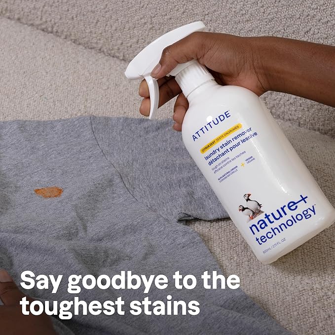 ATTITUDE Stain Remover Spray for Laundry, Removes Odors & Stains, Plant-Based & - Image 2